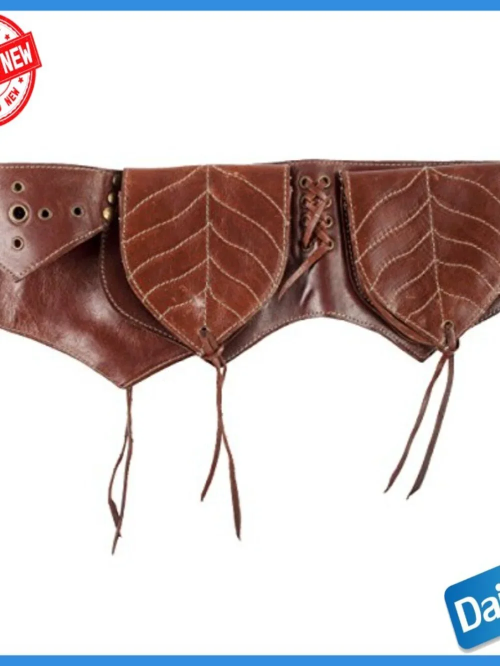 Leather Hip Belt with Studs, 5 Pockets, Adjustable Waist 29.5-37 Inches